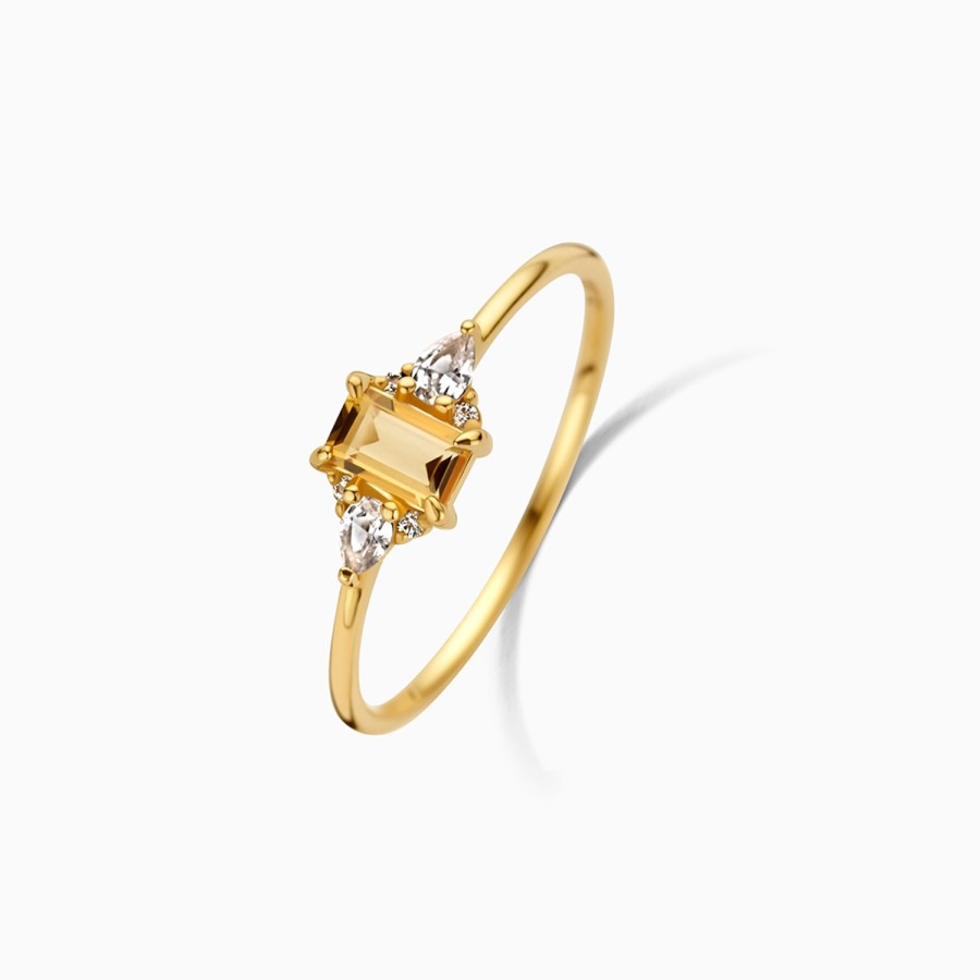 Wholesale Eline Rosina Citrine Baguette Ring 14K Yellow Gold