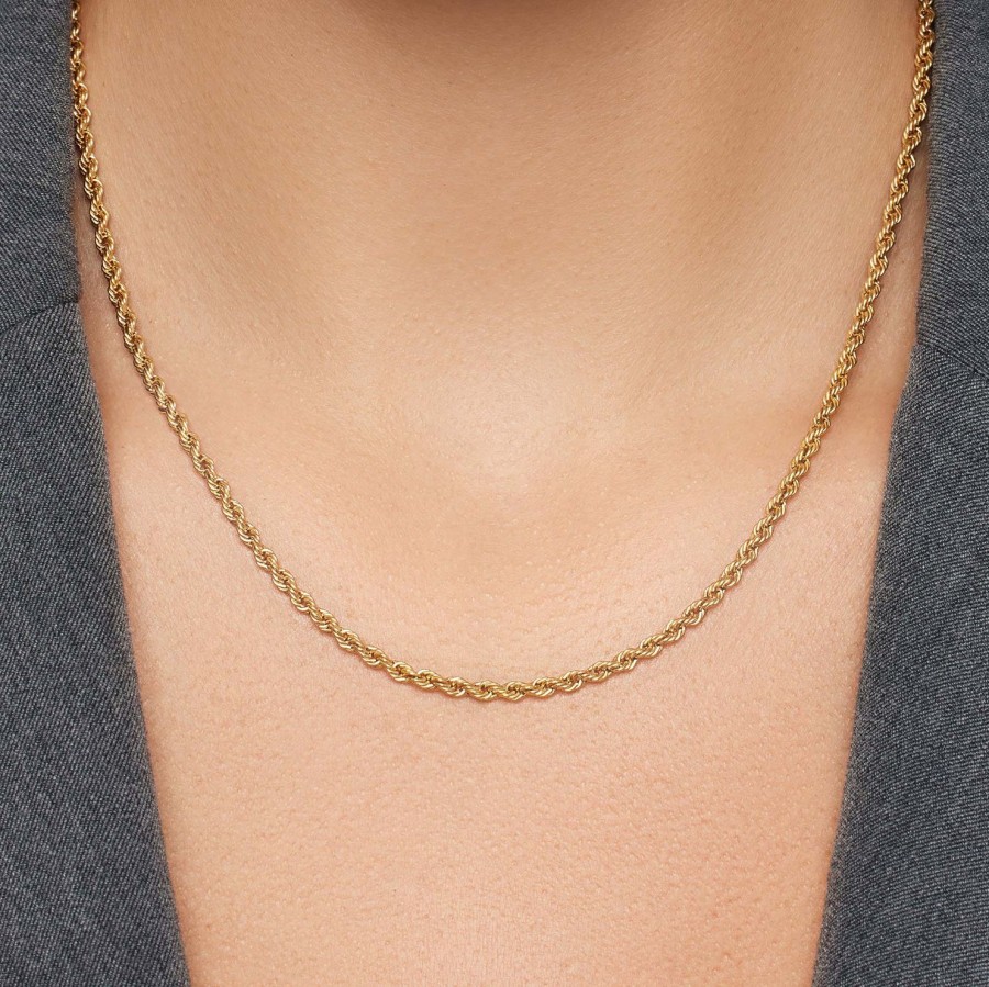 Hot Eline Rosina Twisted Rope Necklace Gold Plated Sterling Zilver