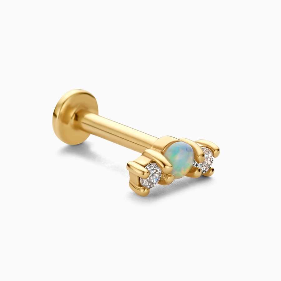 Best Eline Rosina Opal & Diamond Piercing 14K Yellow Gold