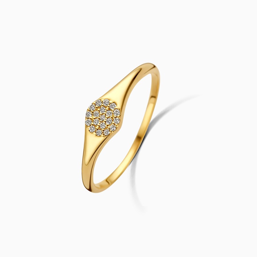 Clearance Eline Rosina Diamond Signet Ring 14K Yellow Gold