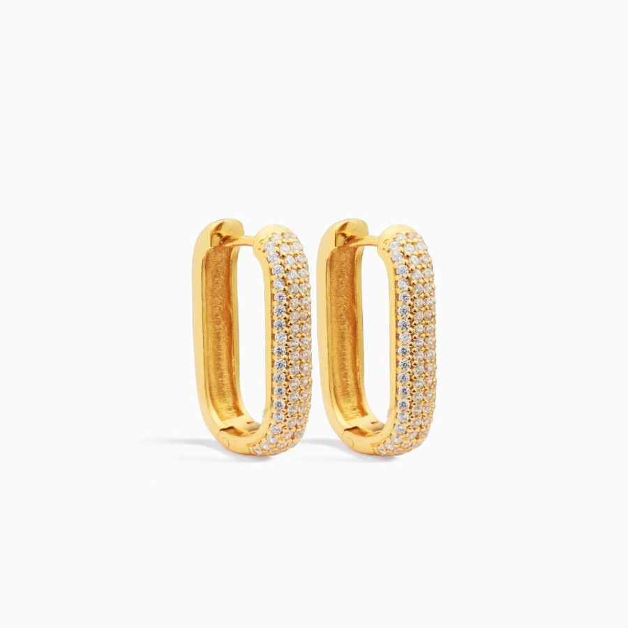 New Eline Rosina Icon Pave Hoops Gold Plated Sterling Zilver