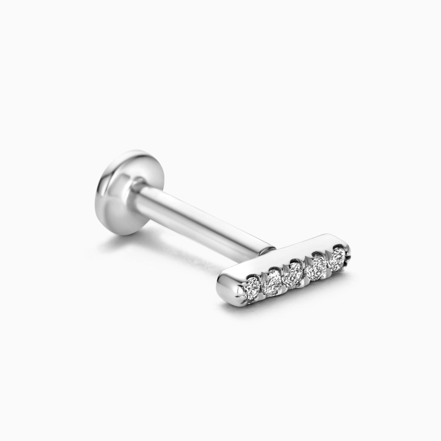 Wholesale Eline Rosina Diamond Bar Piercing 14K White Gold