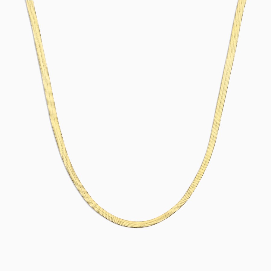 Hot Eline Rosina Thick Flat Snake Necklace Gold Plated Sterling Zilver