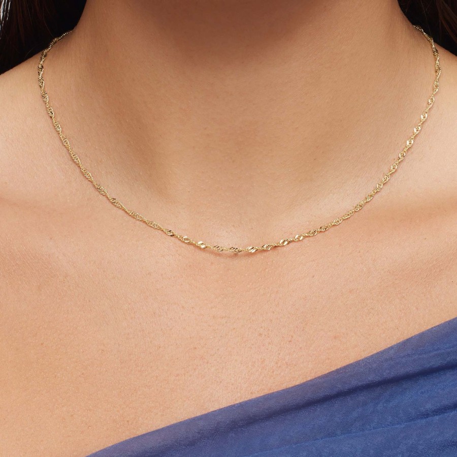 New Eline Rosina Twisted Chain Necklace 14K Yellow Gold