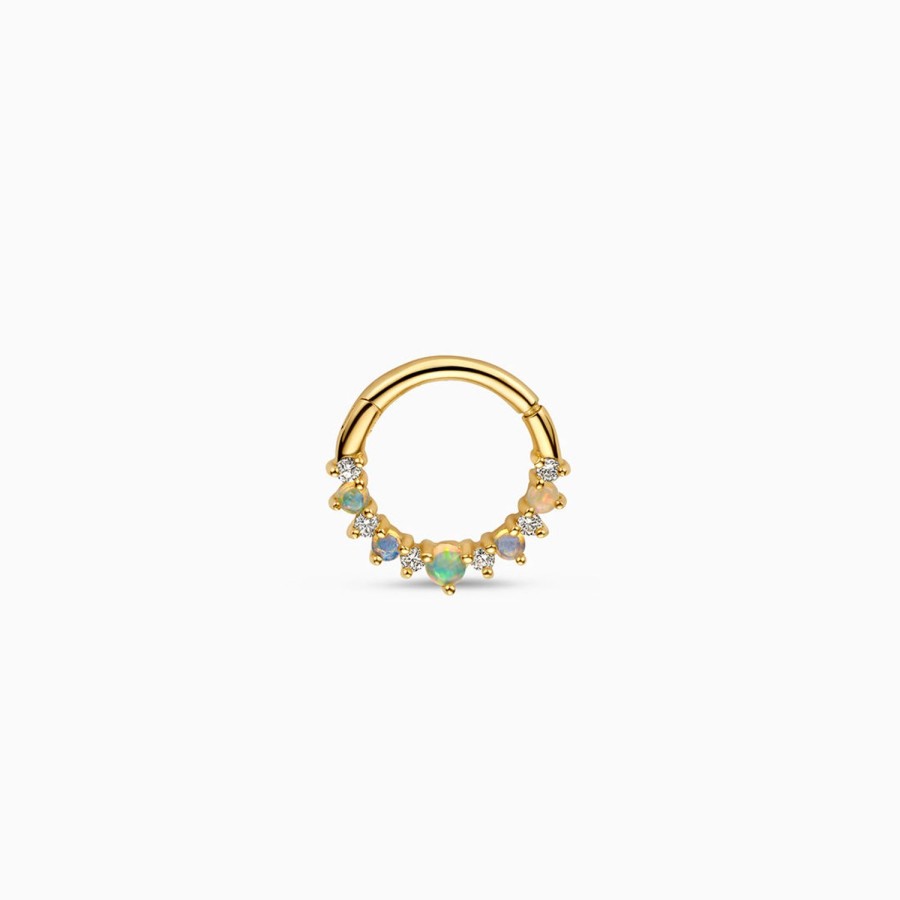 Online Eline Rosina Opal & Diamond Daith Piercing 14K Yellow Gold