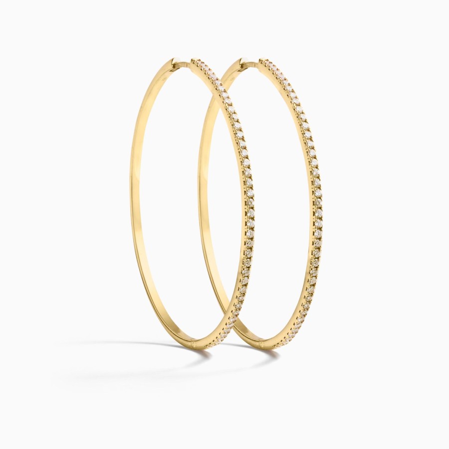 Clearance Eline Rosina Classic Zirconia Maxi Hoops Gold Plated Sterling Zilver