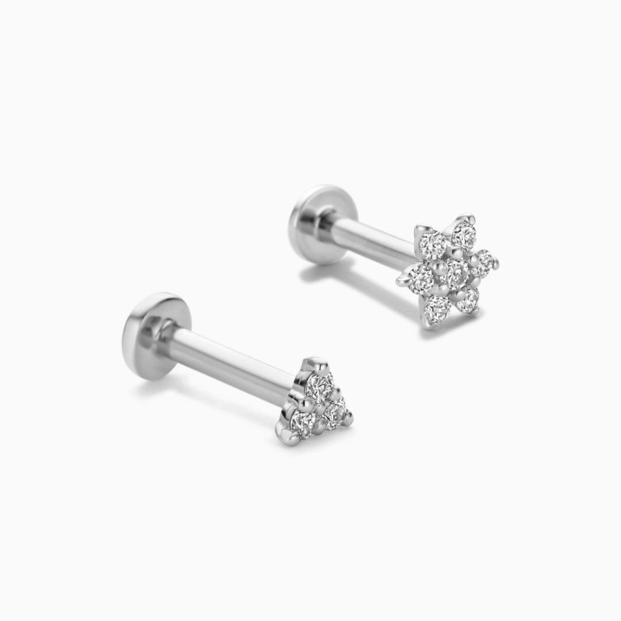 Clearance Eline Rosina Diamond Piercing Set 14K White Gold