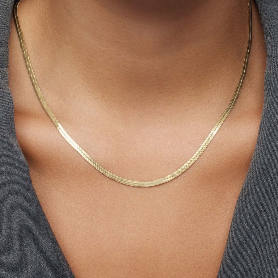 Online Eline Rosina Flat Snake Necklace Gold Plated Sterling Zilver