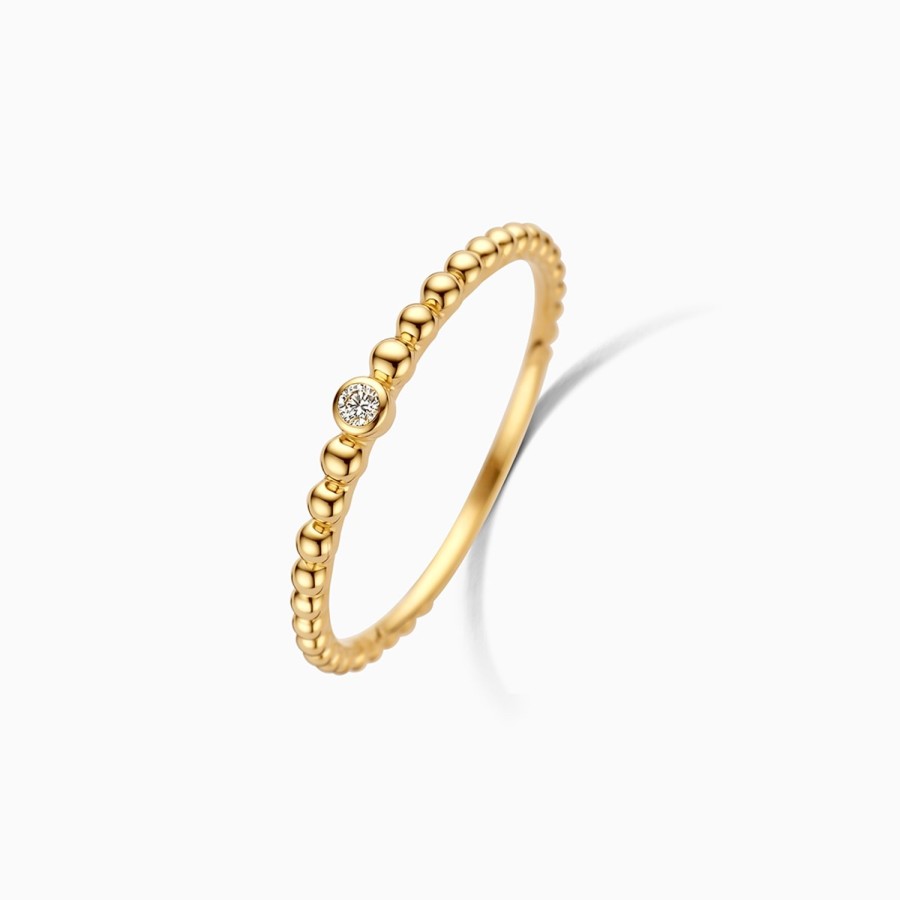 Clearance Eline Rosina Diamond Beaded Ring 14K Yellow Gold